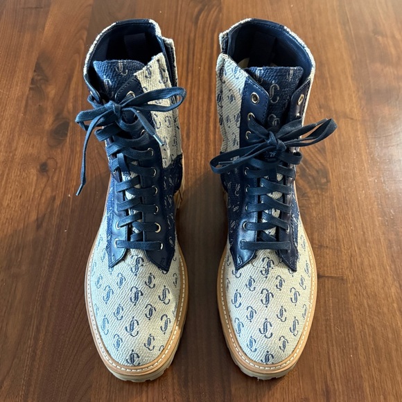 Jimmy Choo Men's Turing Sand Dune Monogram Lace-Up Boots - EU 42/US 9 brand new - Picture 5 of 8